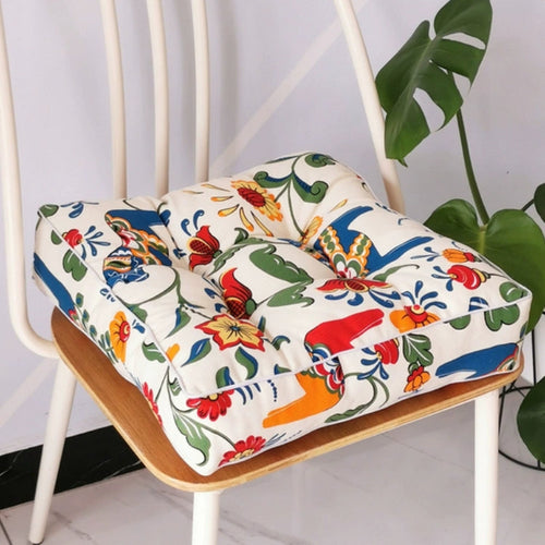 Bohemian Classic Square Chair Cushion Floral Garden