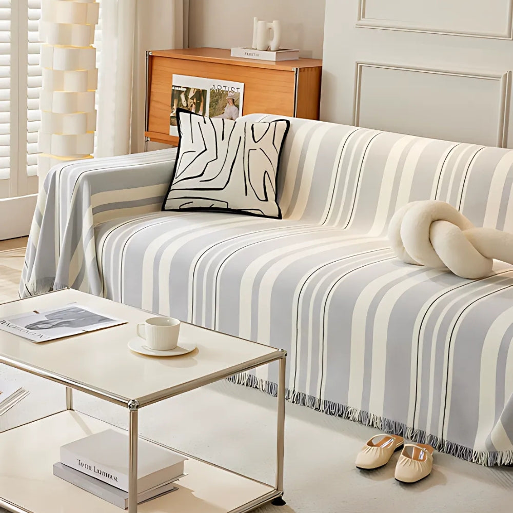 Classic Stripe Patterns Sofa Cover Mist Blue