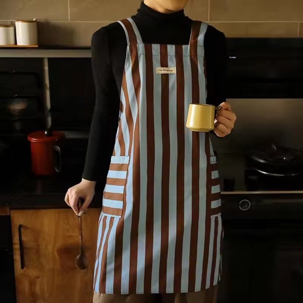 Classic Line Striped Apron Mocha Stripe