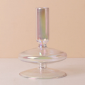 Clear Rainbow Iridescent Blown Glass Candle Holder