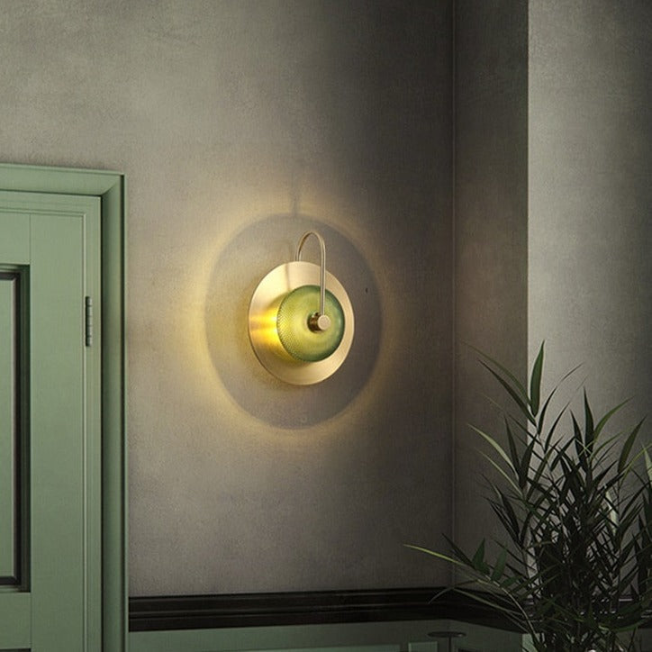 Cleo Engraved Glass & Brass LED Wall Light
