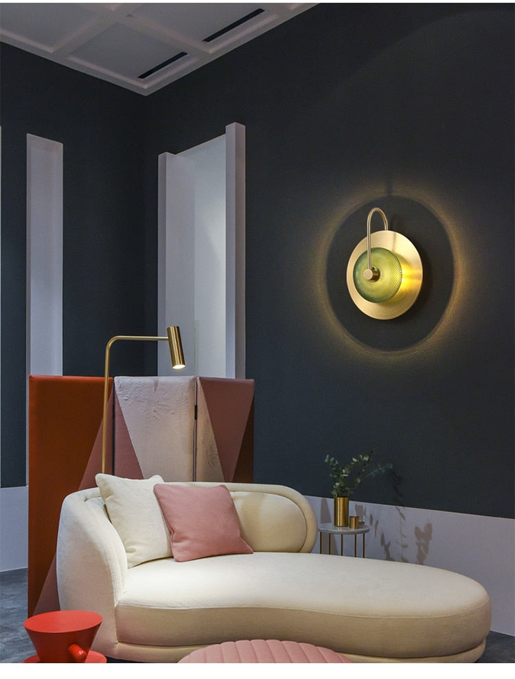Cleo Engraved Glass & Brass LED Wall Light