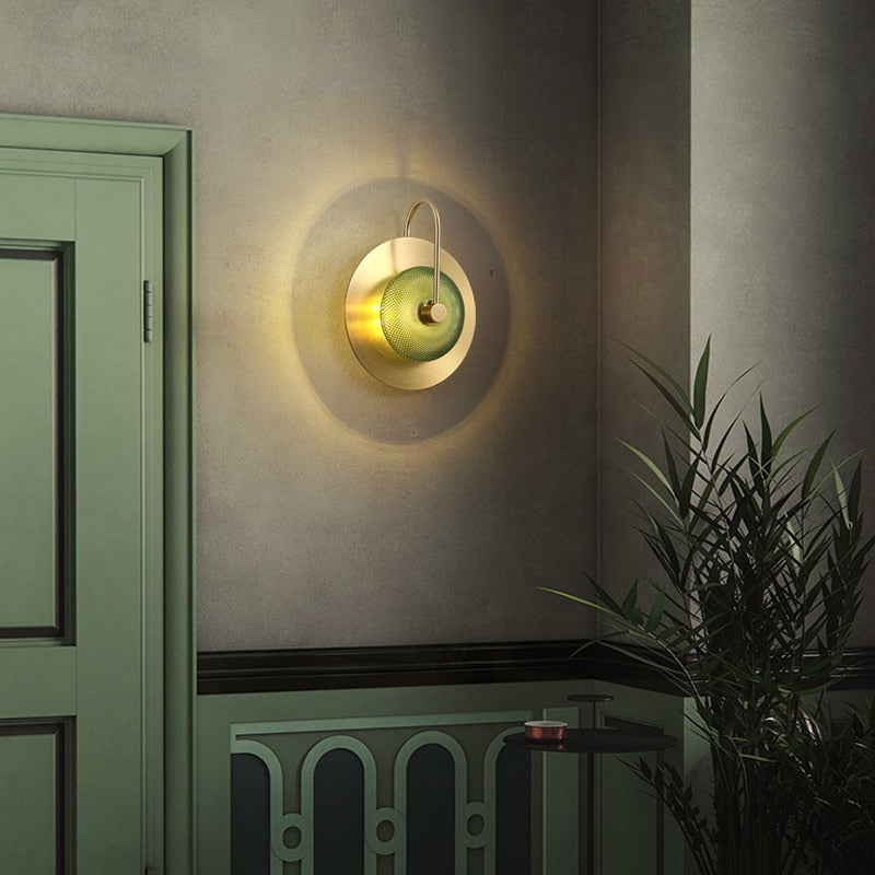 Cleo Engraved Glass & Brass LED Wall Light