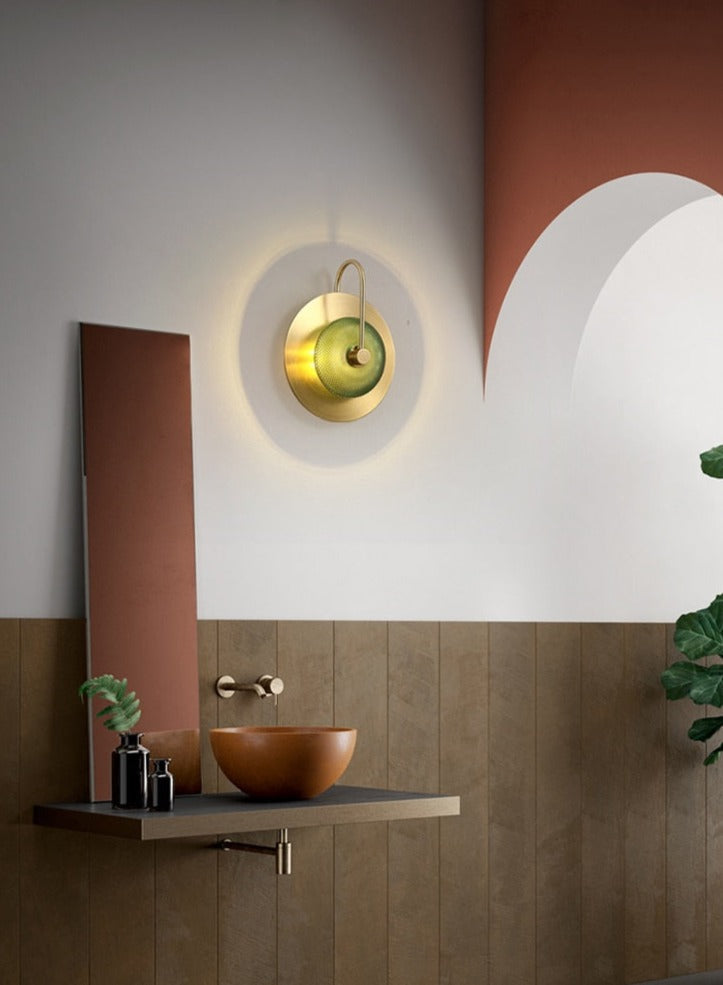 Cleo Engraved Glass & Brass LED Wall Light