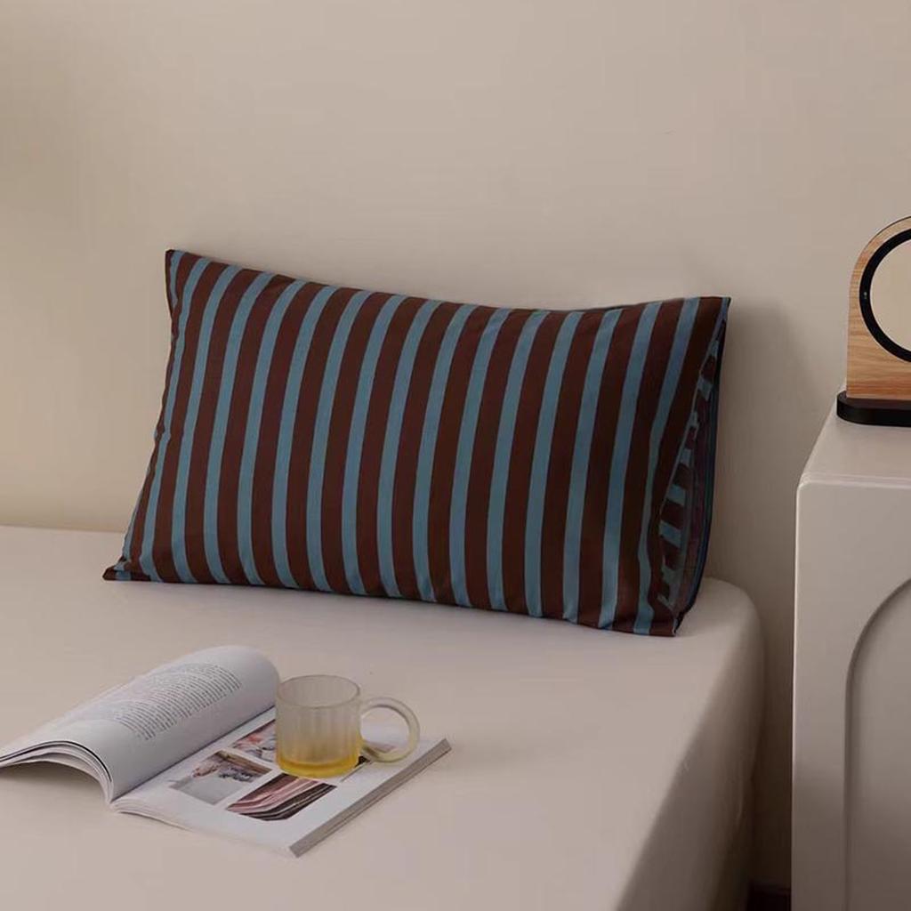 Coastal Summer Printed Pillowcase Coffee Stripes