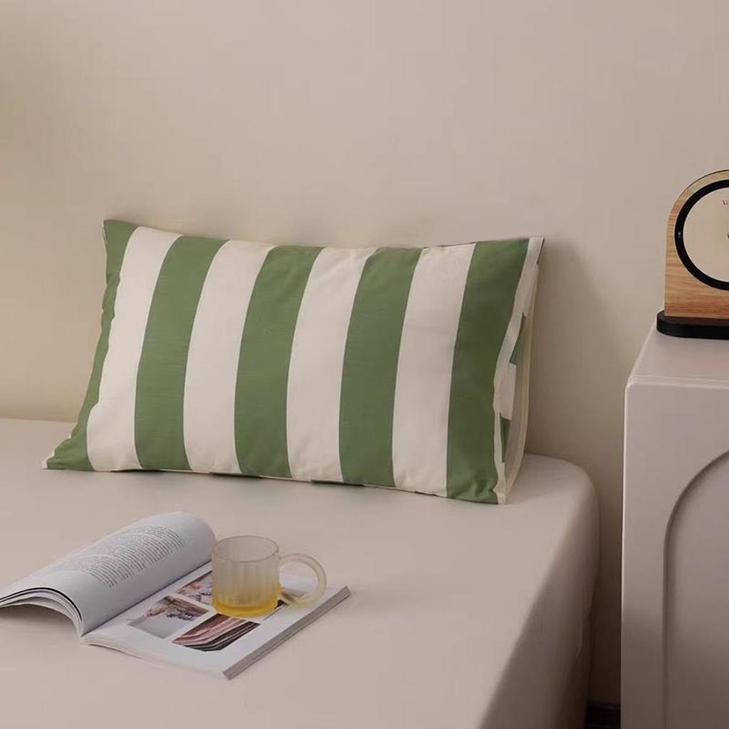 Coastal Summer Printed Pillowcase Green Stripes