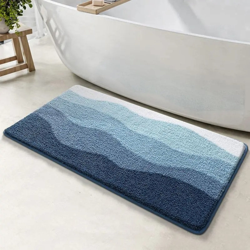Coastal Wave Pattern Non-Slip Bath Mat Ocean Wave