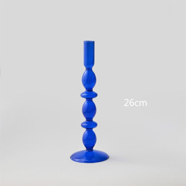 Cobalt Blown Glass Candle Holders Pebble