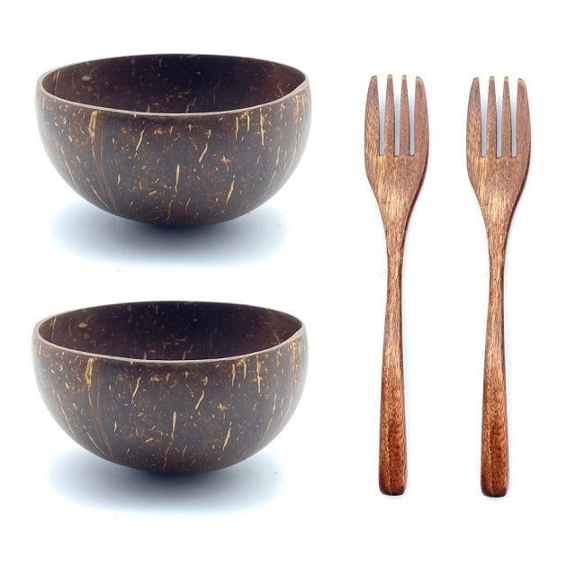 Coco Natural Bowl Set 2x Bowl + 2x Fork