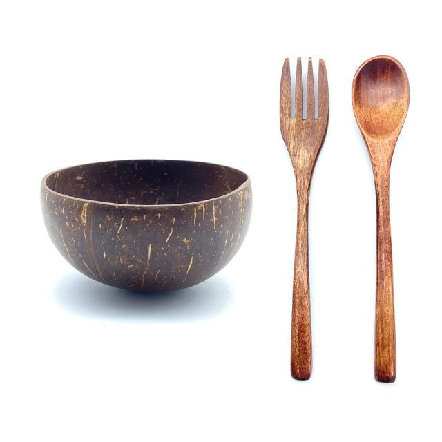 Coco Natural Bowl Set Fork + Spoon + Bowl