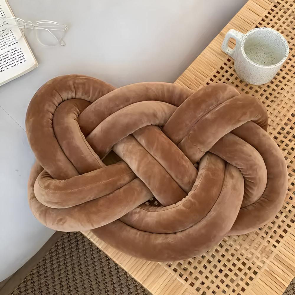 Braided Plush Cushion Coffee