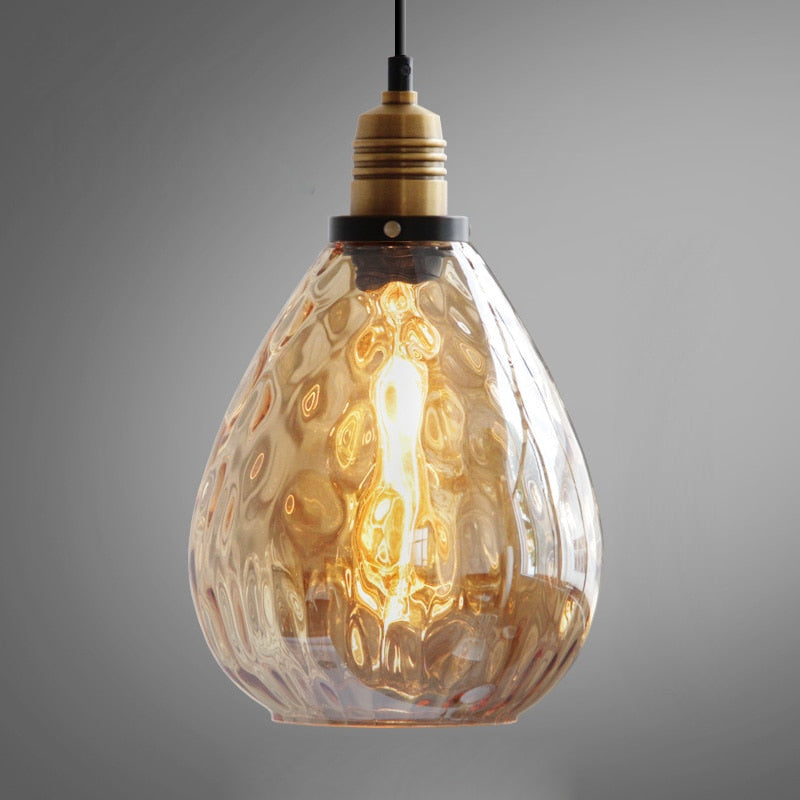 Coliseum Hammered Glass LED Pendant Light Large Drop
