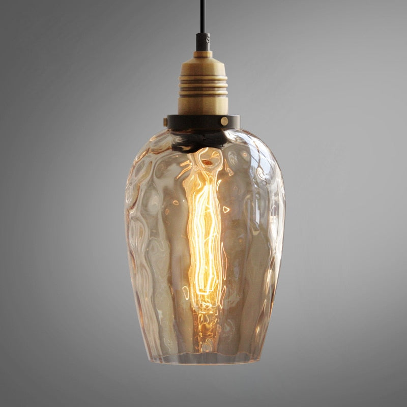 Coliseum Hammered Glass LED Pendant Light Cylinder