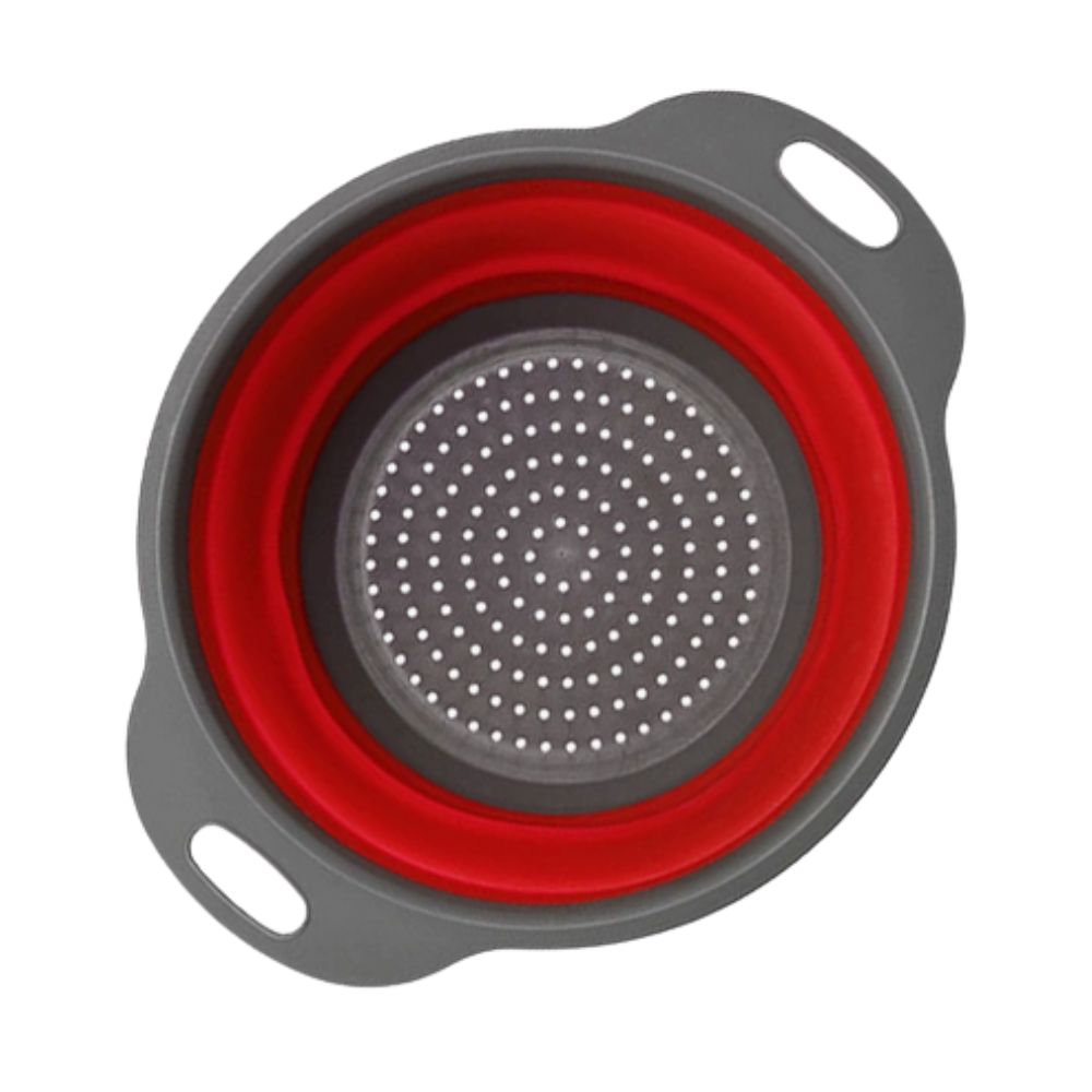 Collapsible Silicone Strainer Basket Red