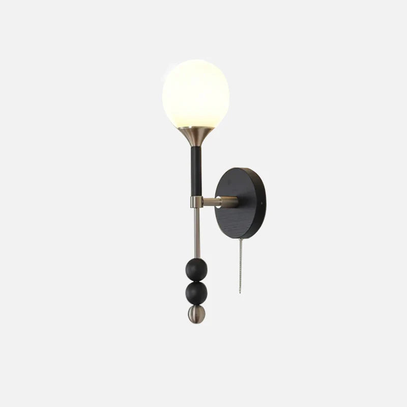 Colonia Vintage Wood and Glass Globe Lamps Black Wall Lamp