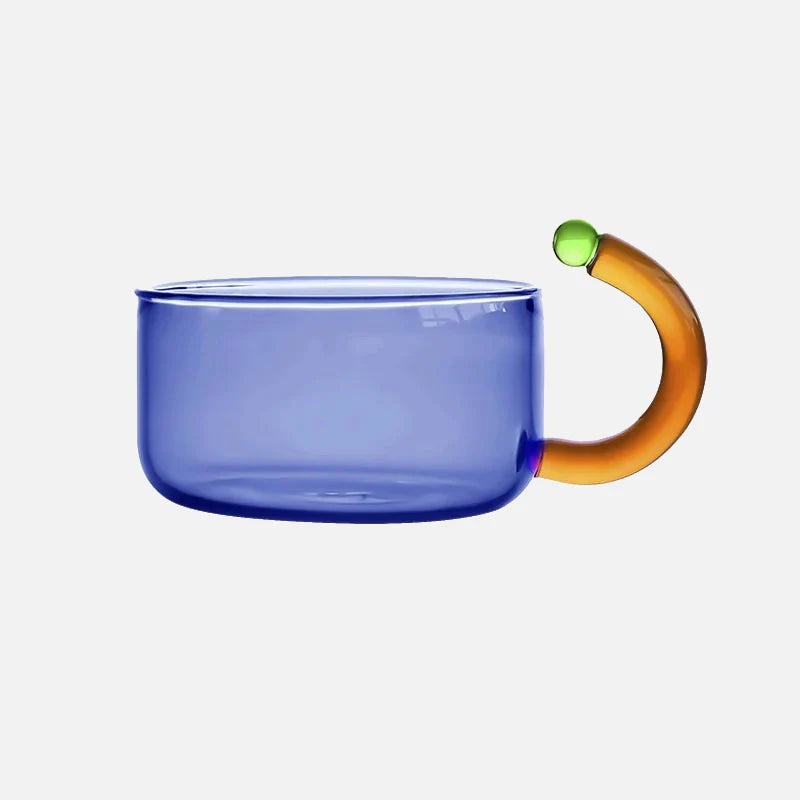 Color Bloom Glass Teapot & Cup Set Cup Blue