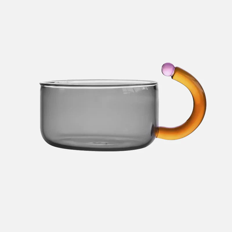 Color Bloom Glass Teapot & Cup Set Cup Grey