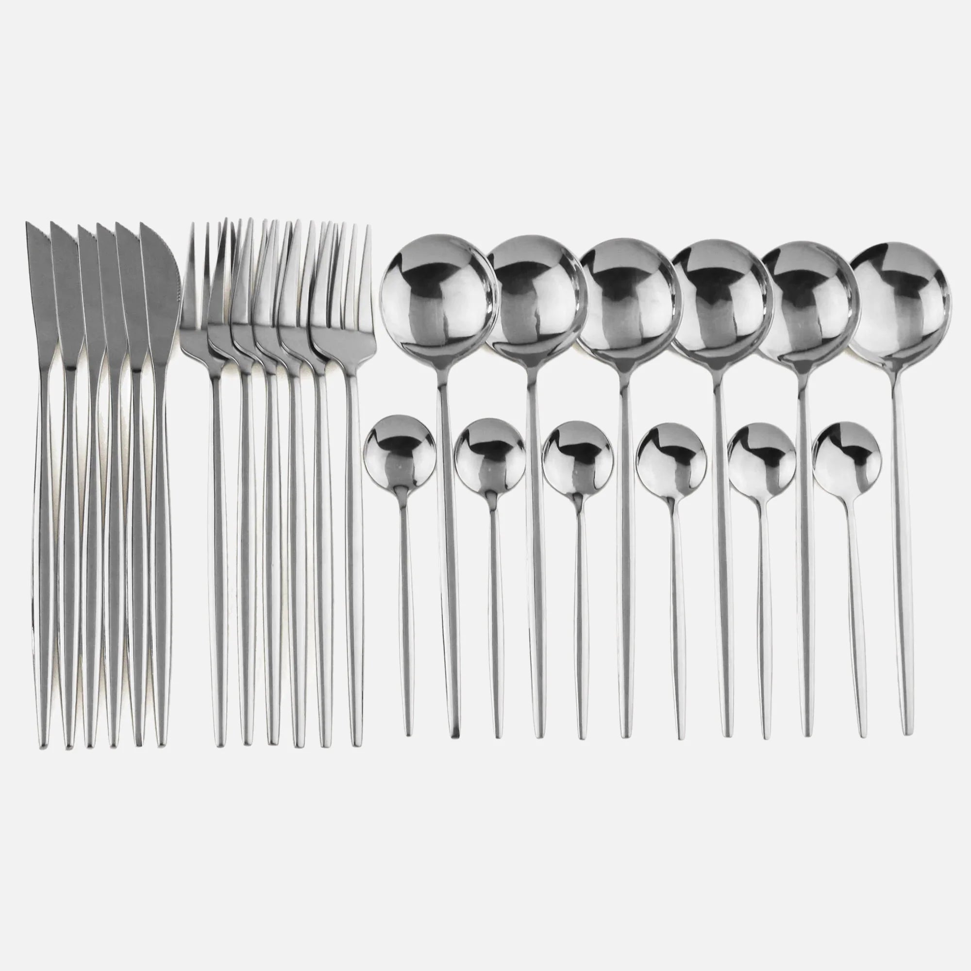 Color Metallics 24 Piece Flatware Set Silver