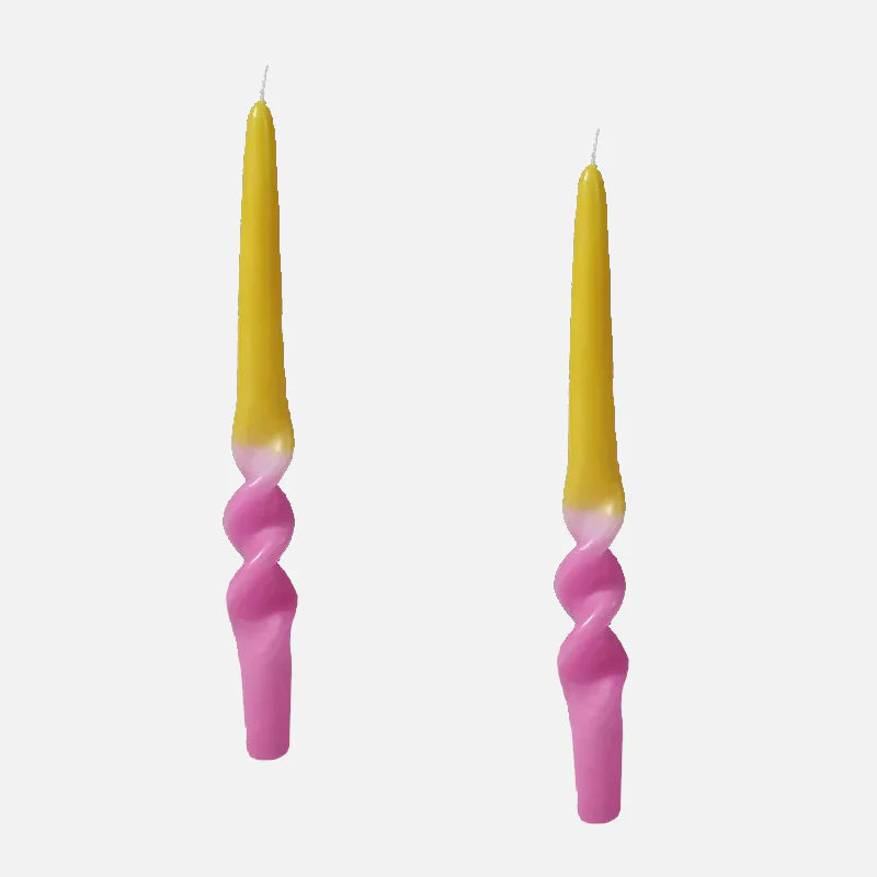 Color Twist Candle Set Yellow and Pink