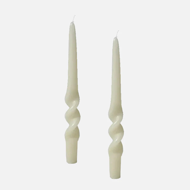 Color Twist Candle Set Milky White