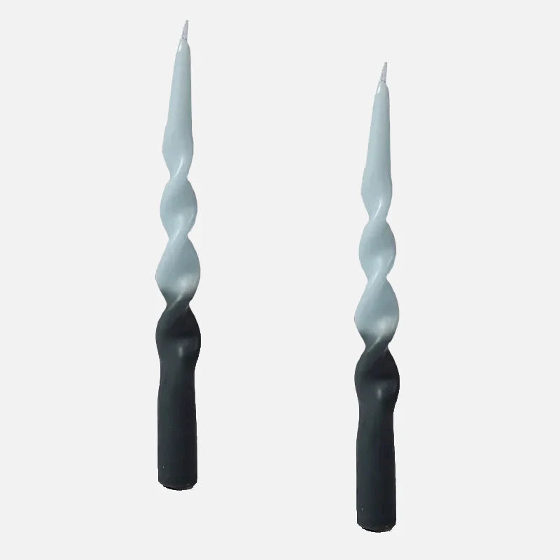 Color Twist Candle Set Cyan and Grey