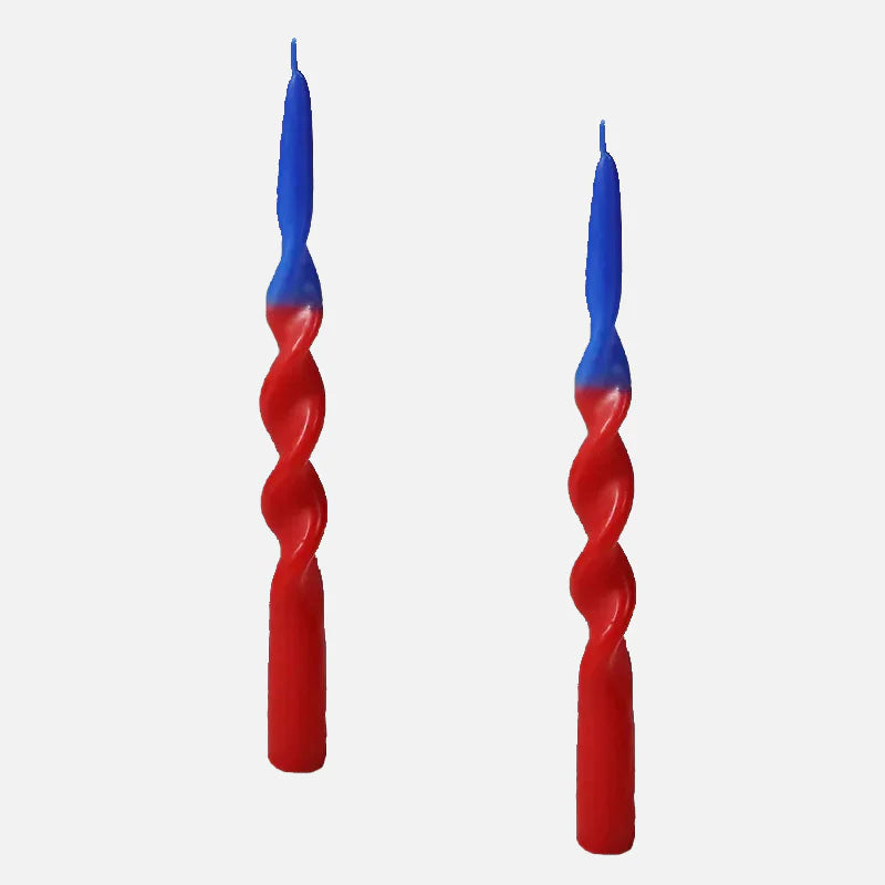 Color Twist Candle Set Blue and Red