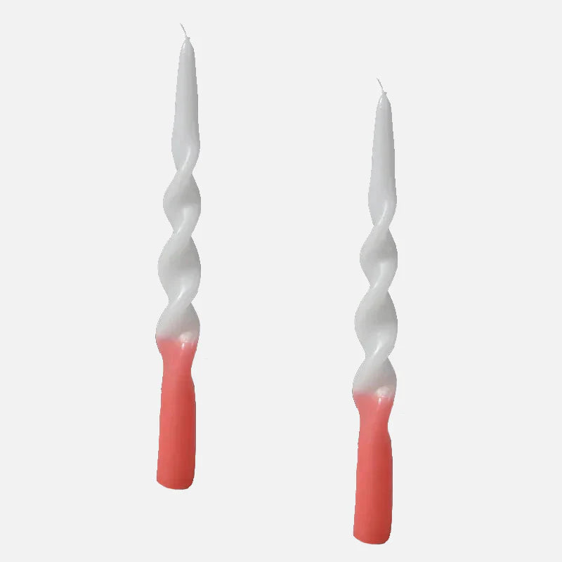 Color Twist Candle Set White and Pink
