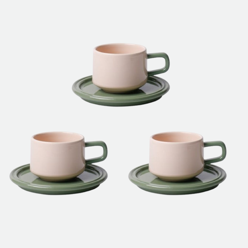 Color Wheel Coffee Cup Set Almond Green