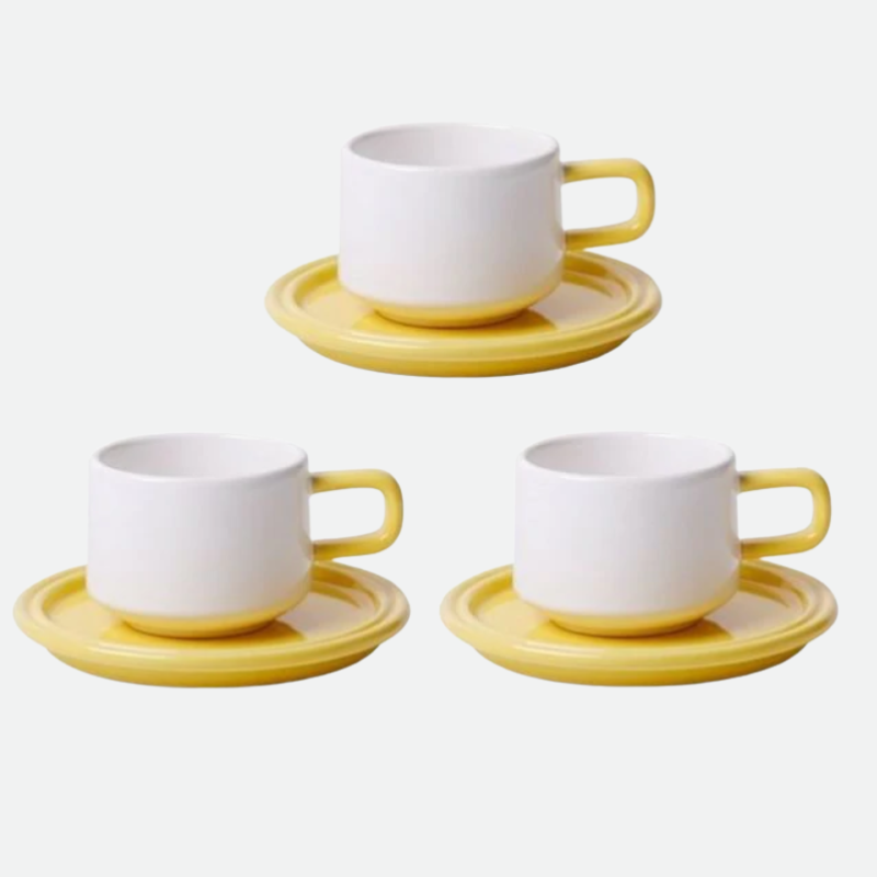Color Wheel Coffee Cup Set White Yellow