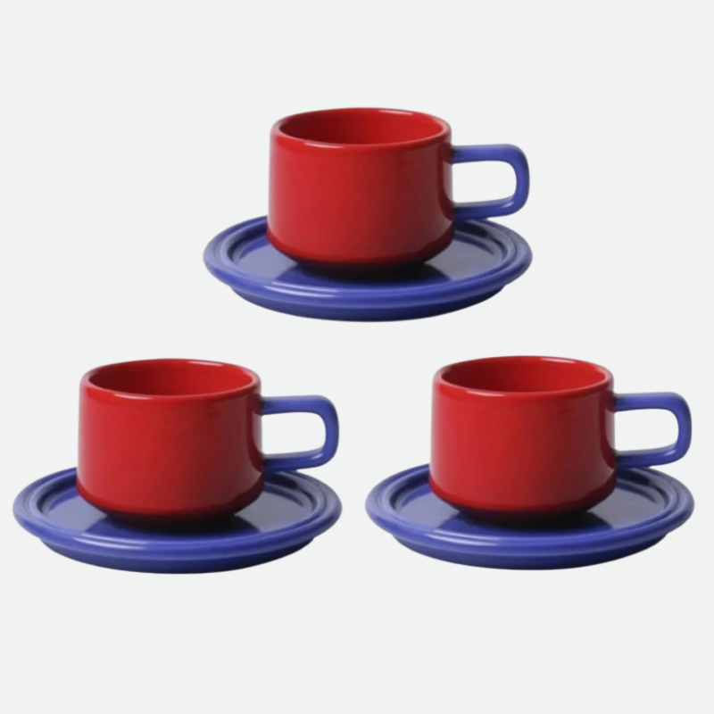 Color Wheel Coffee Cup Set Red Blue