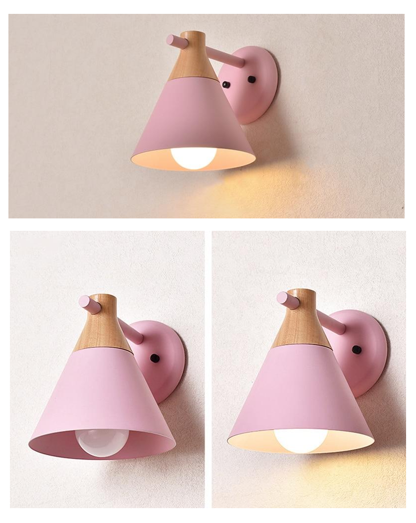 Colored Bell Metal & Wood LED Wall Light