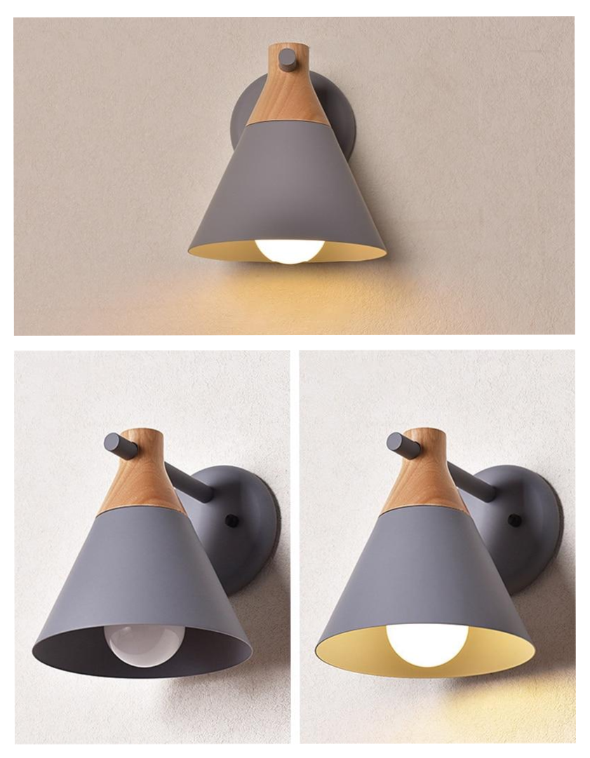 Colored Bell Metal & Wood LED Wall Light