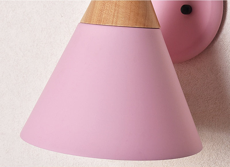 Colored Bell Metal & Wood LED Wall Light