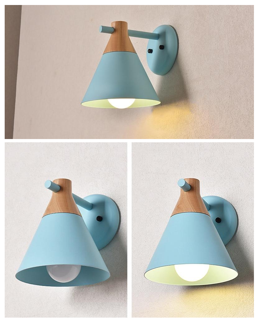 Colored Bell Metal & Wood LED Wall Light