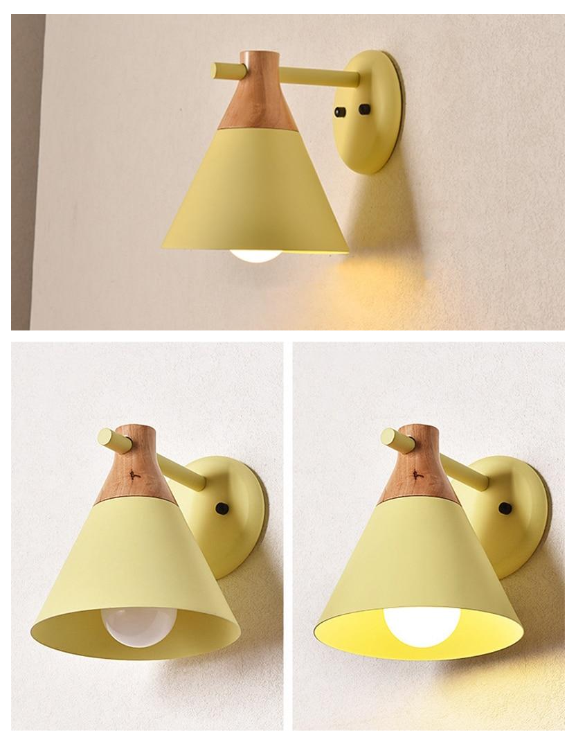 Colored Bell Metal & Wood LED Wall Light