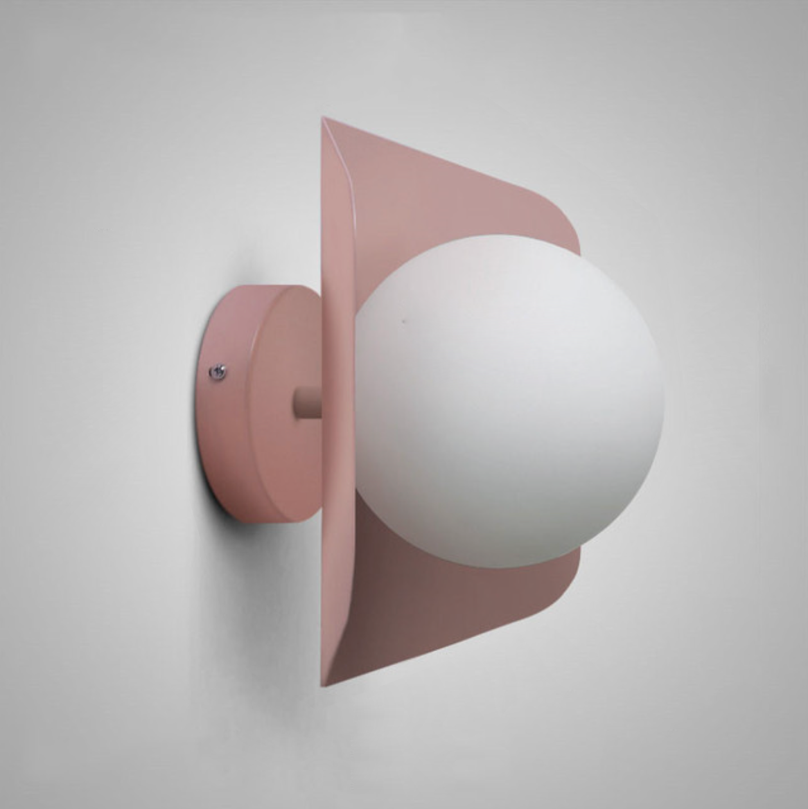 Colored Geometric Plate & Globe Wall Light Pink