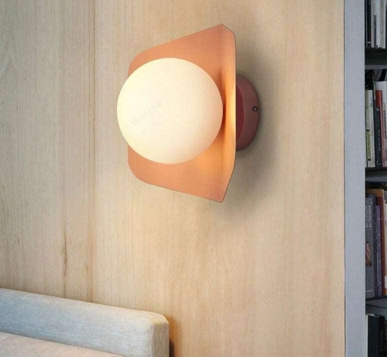 Colored Geometric Plate & Globe Wall Light