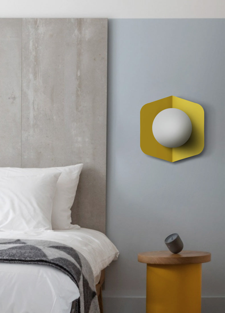 Colored Geometric Plate & Globe Wall Light
