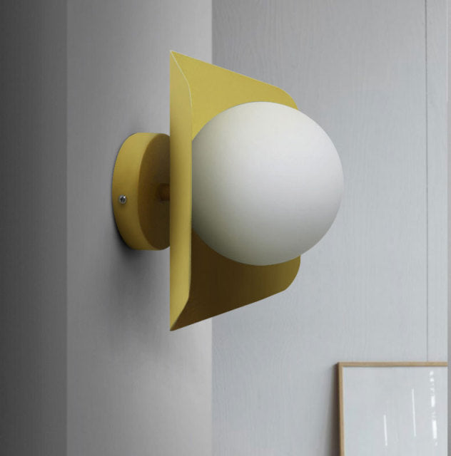 Colored Geometric Plate & Globe Wall Light - Final Sale