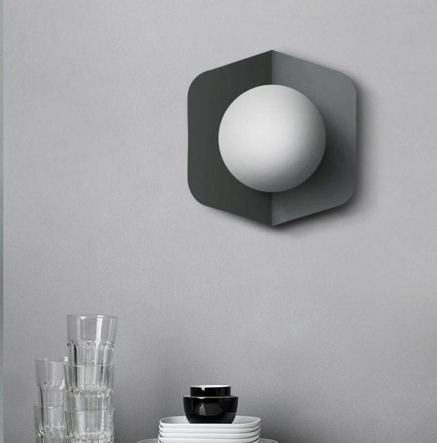 Colored Geometric Plate & Globe Wall Light - Final Sale