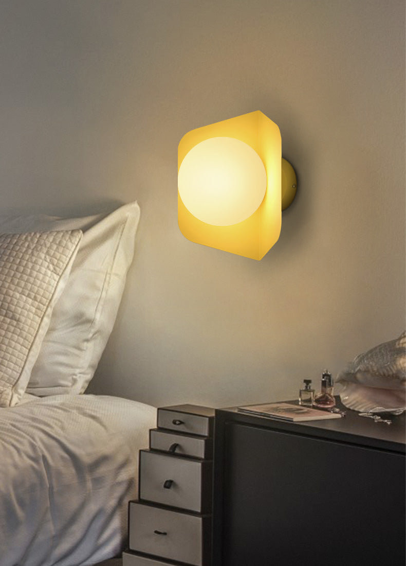 Colored Geometric Plate & Globe Wall Light - Final Sale