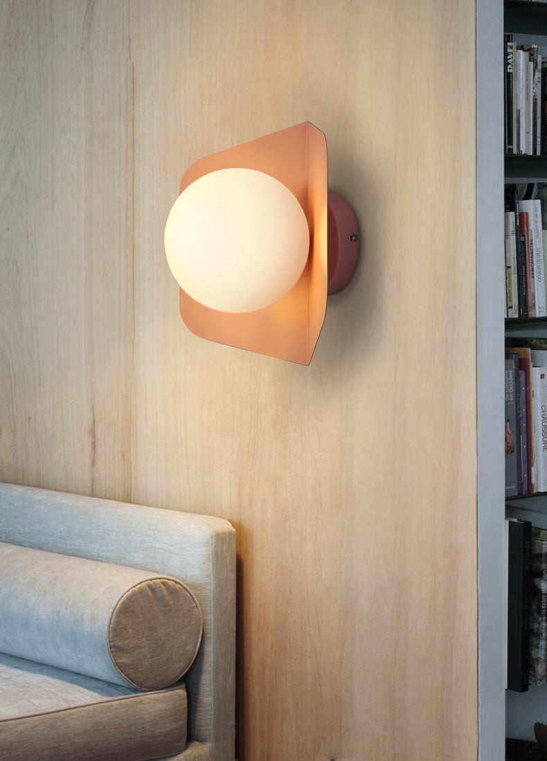 Colored Geometric Plate & Globe Wall Light - Final Sale