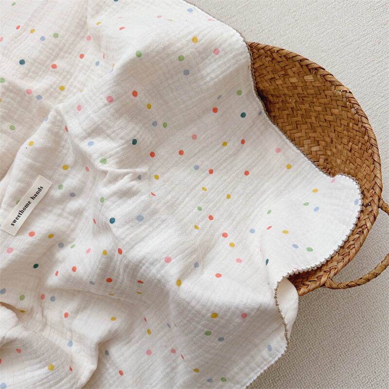 Colorful Dot Muslin Toddler Blanket & Pillow Set – 47" x 51"