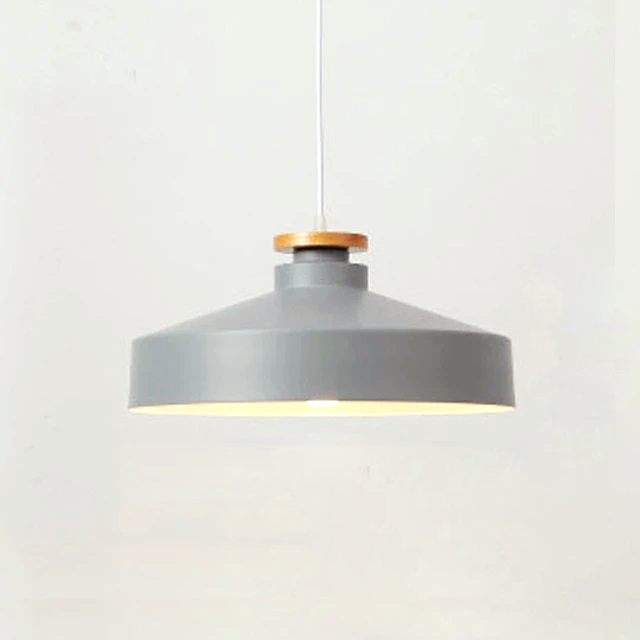 Colorful Metal & Wood Pendant Lights Disk Gray