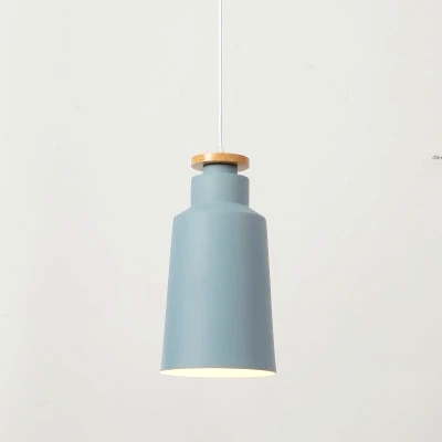Colorful Metal & Wood Pendant Lights Cone Blue