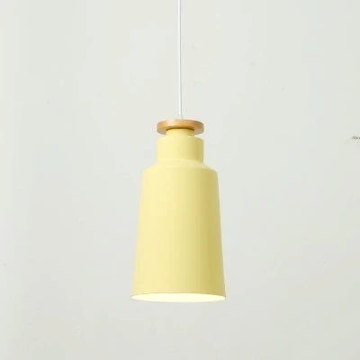 Colorful Metal & Wood Pendant Lights Cone Yellow