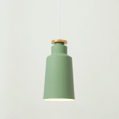 Colorful Metal & Wood Pendant Lights Cone Green