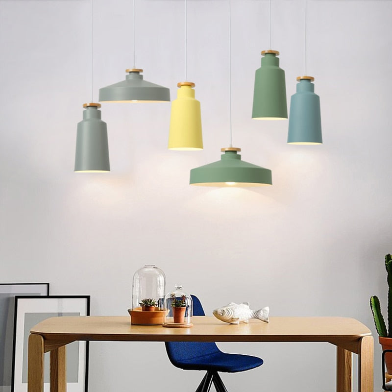 Colorful Metal & Wood Pendant Lights