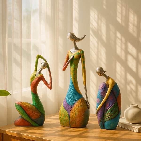 Abstract Resin Woman Sculpture