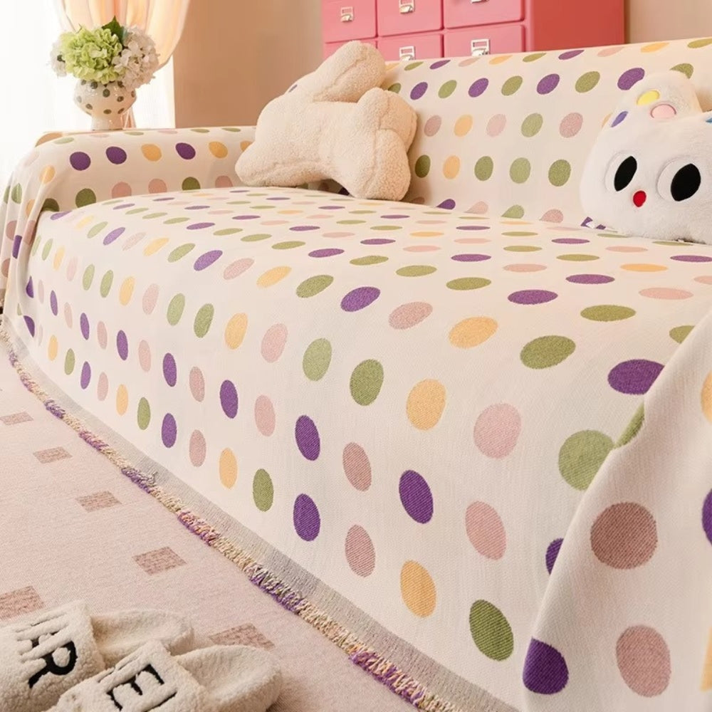Colorful Polka Dot Sofa Cover Pastel Blend